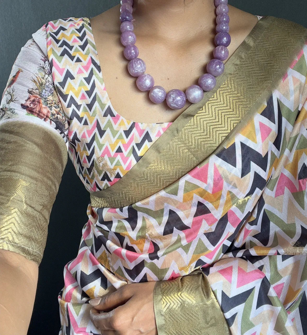 Heritage Silk Saree with Artistic Handpainted Print