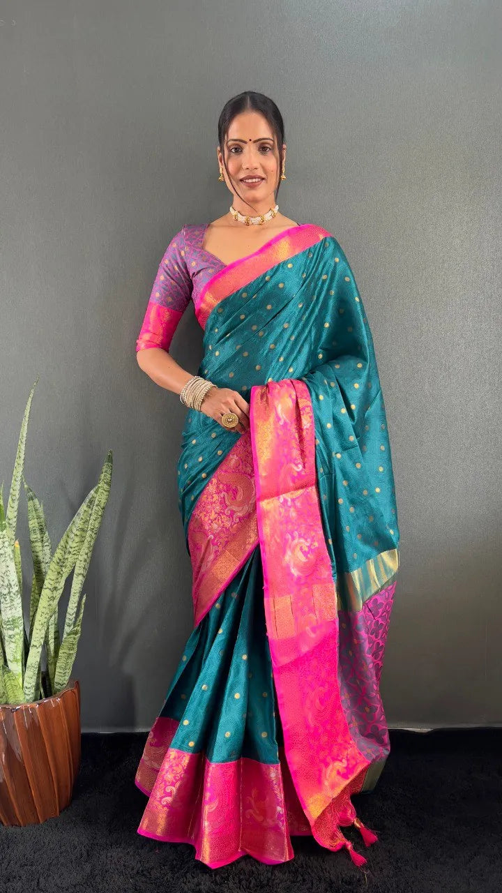 Luxury Silk Saree with Intricate Golden Zari Work