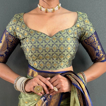 Luxury Silk Saree with Intricate Golden Zari Work