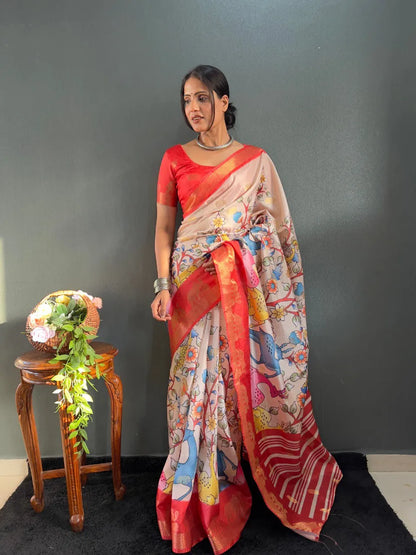 Traditional Handloom Saree with Contrast Pallu