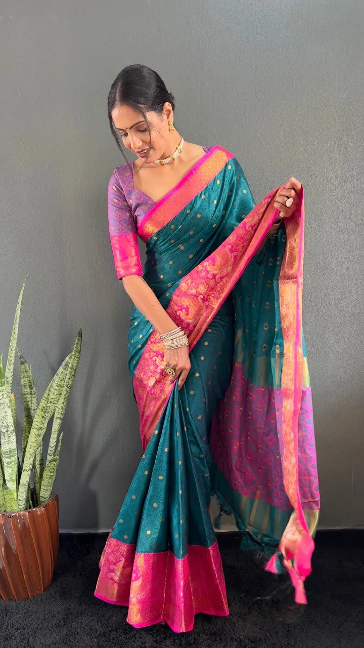 Luxury Silk Saree with Intricate Golden Zari Work