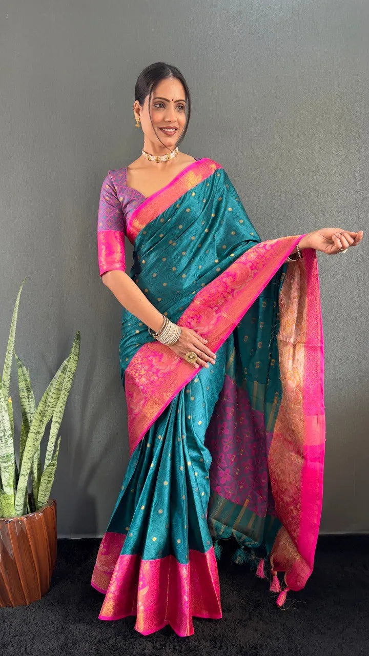 Luxury Silk Saree with Intricate Golden Zari Work