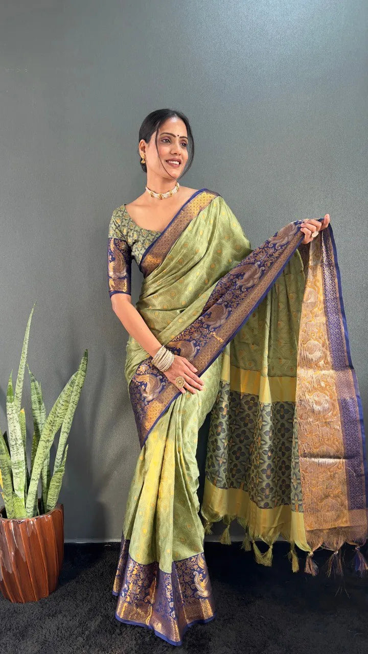 Luxury Silk Saree with Intricate Golden Zari Work