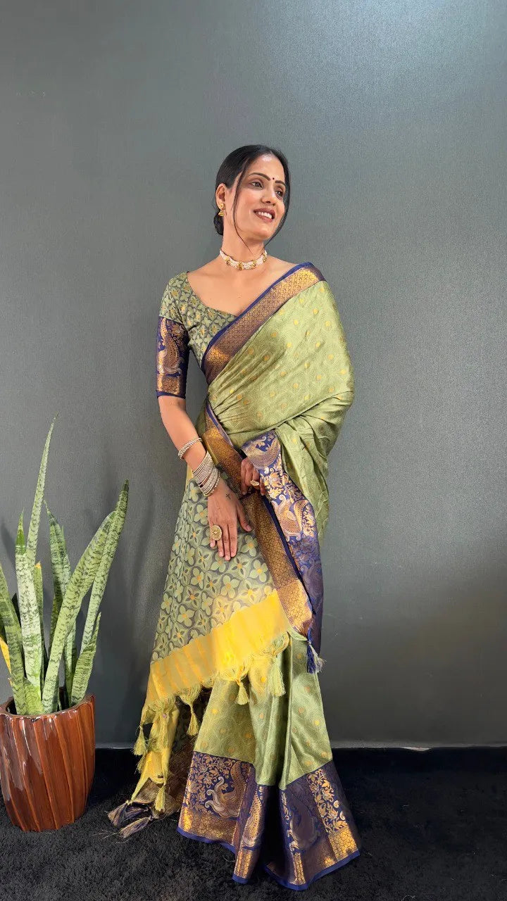 Luxury Silk Saree with Intricate Golden Zari Work