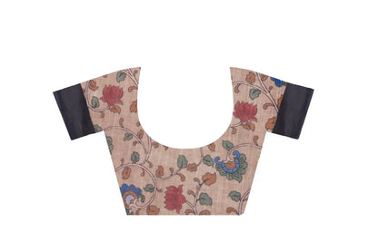 Graceful Woven Saree with Handcrafted Kalamkari Detailing