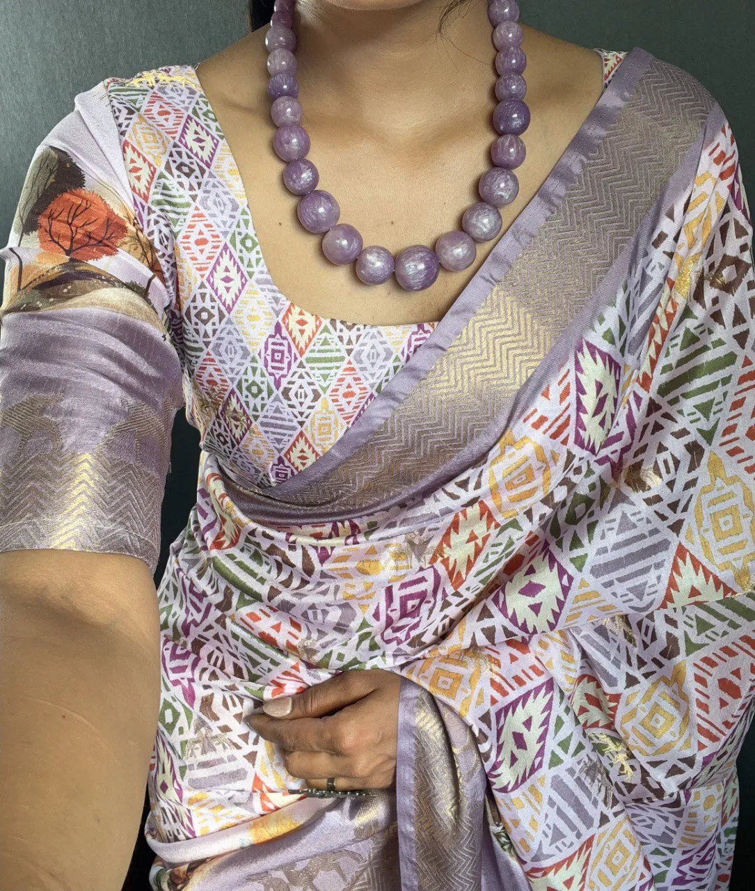 Heritage Silk Saree with Artistic Handpainted Print