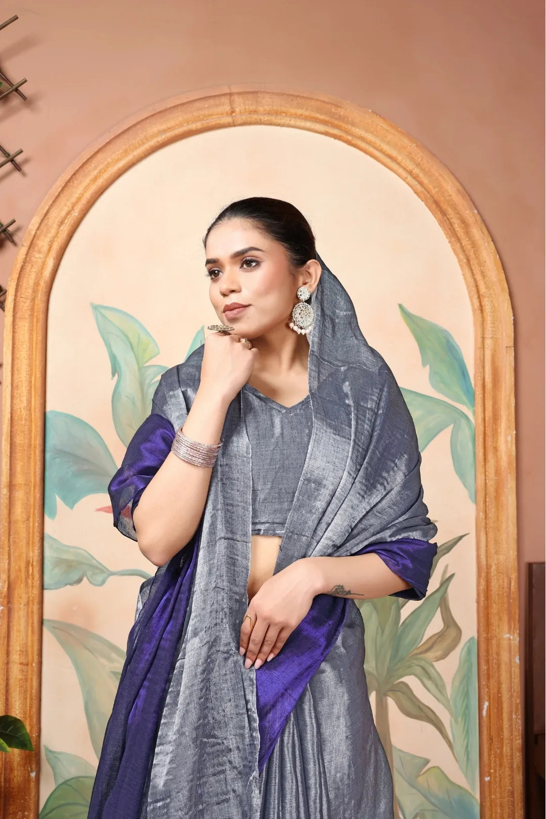 Rich & Regal Ready-to-Wear Saree | Premium Tissue Cotton