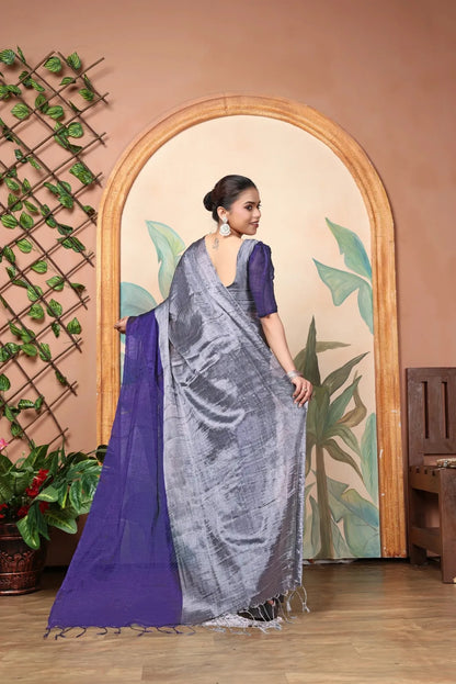 Rich & Regal Ready-to-Wear Saree | Premium Tissue Cotton
