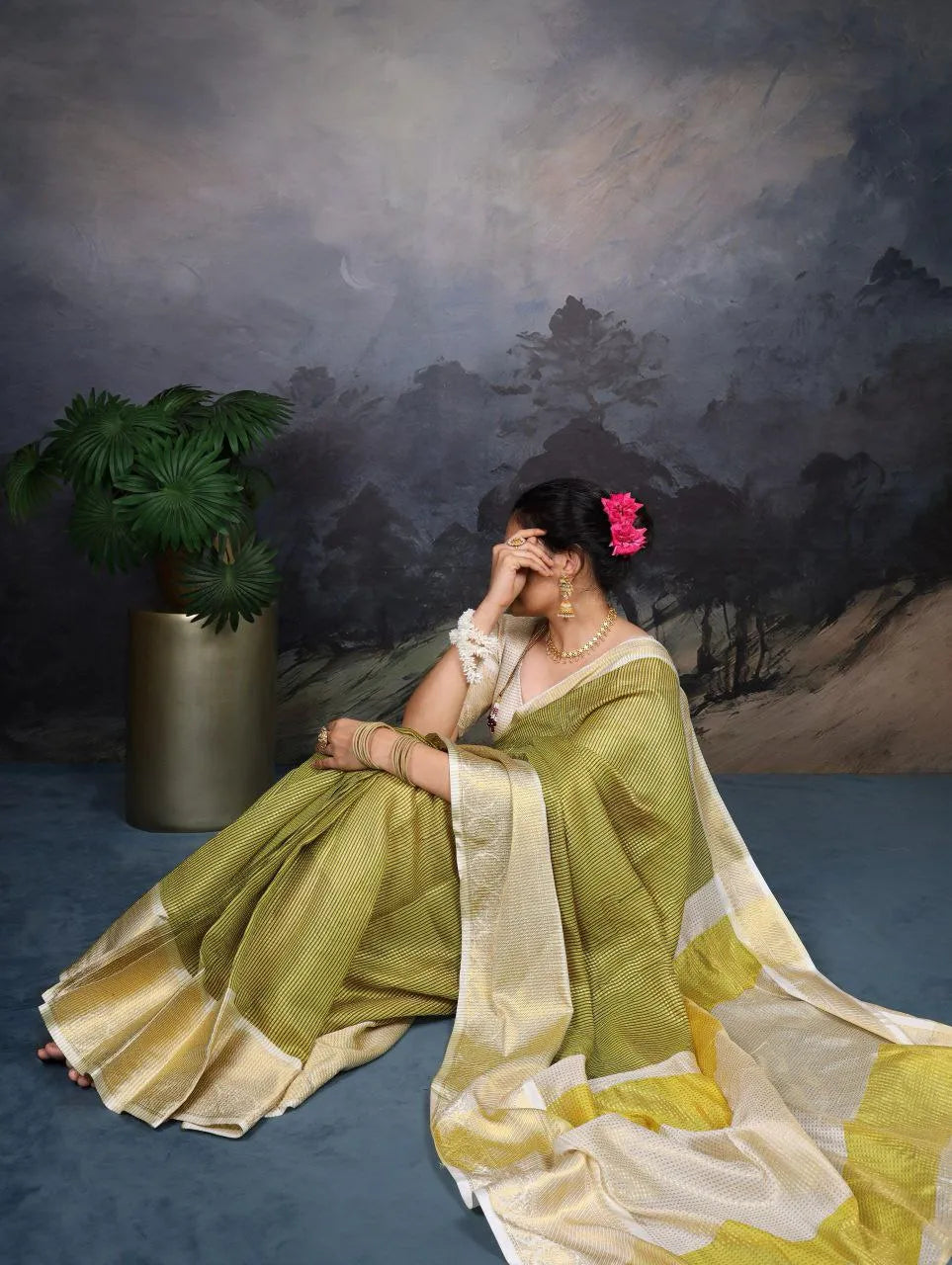 Traditional Yellow Silk Saree with Elegant Golden Zari Weaving