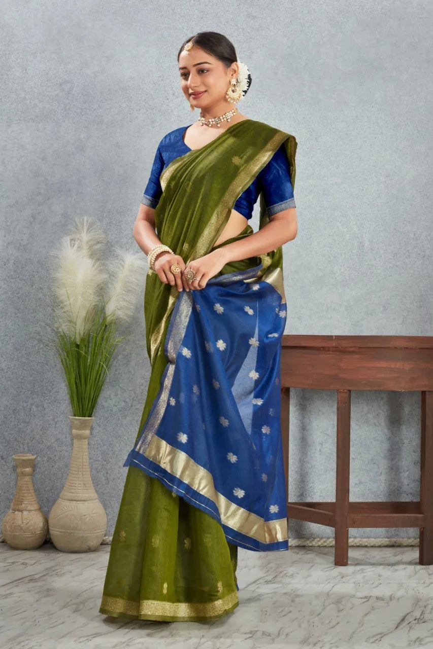 Classic Handwoven Silk Saree with Contrast Pallu