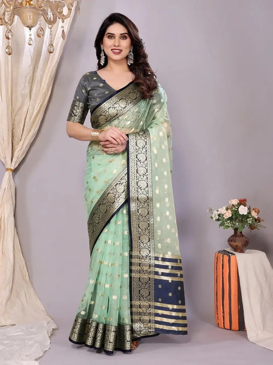 Elegant Banarasi Silk Saree with Rich Zari Border