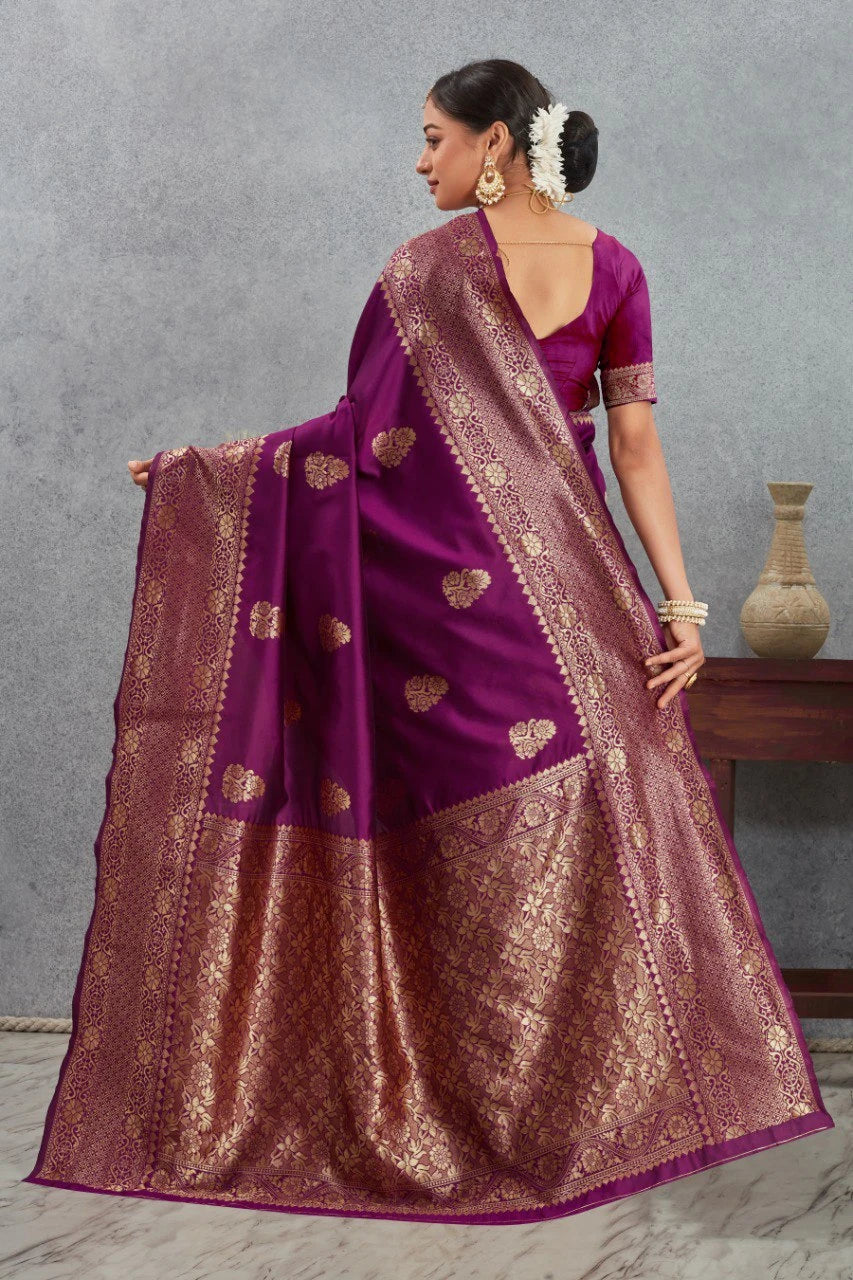 Royal Kanjivaram Silk Saree with Golden Paisley Zari Work