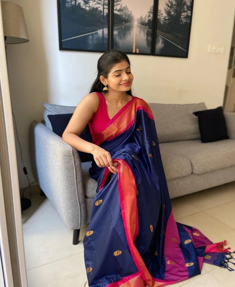 Graceful Silk Saree with Contrast Zari Border