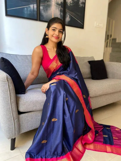 Graceful Silk Saree with Contrast Zari Border