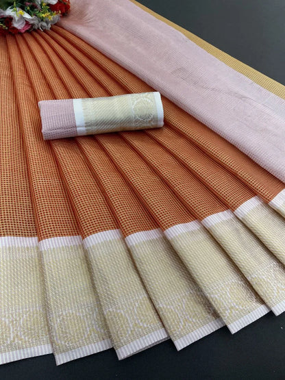 Traditional Yellow Silk Saree with Elegant Golden Zari Weaving