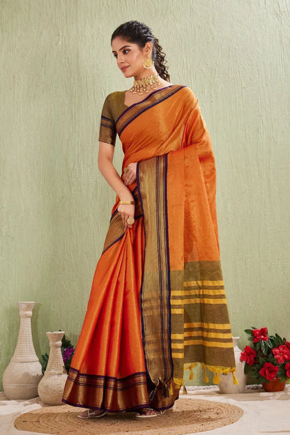 Traditional Kanjivaram Silk Saree with Elegant Checked Zari Design