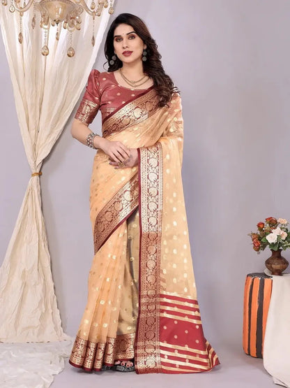 Elegant Banarasi Silk Saree with Rich Zari Border