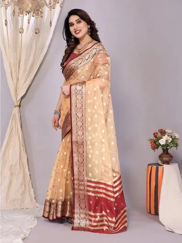 Elegant Banarasi Silk Saree with Rich Zari Border