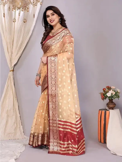 Elegant Banarasi Silk Saree with Rich Zari Border