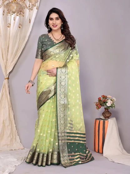 Elegant Banarasi Silk Saree with Rich Zari Border