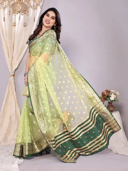 Elegant Banarasi Silk Saree with Rich Zari Border