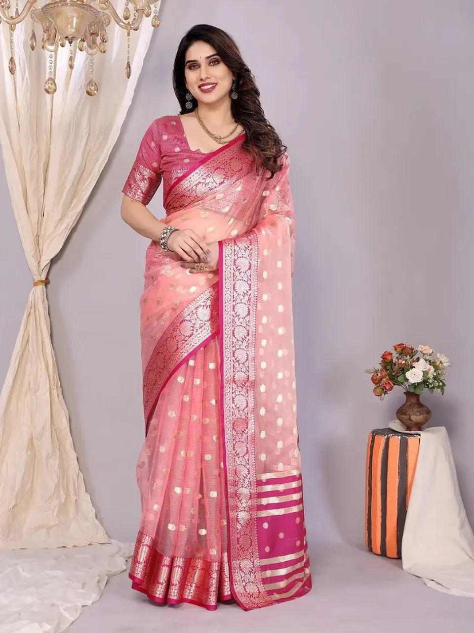 Elegant Banarasi Silk Saree with Rich Zari Border