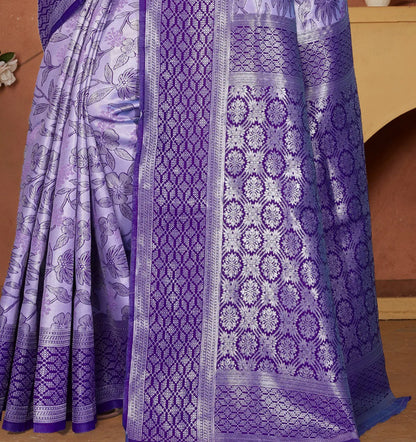 Luxurious Banarasi Silk Saree with Floral Brocade Weaving