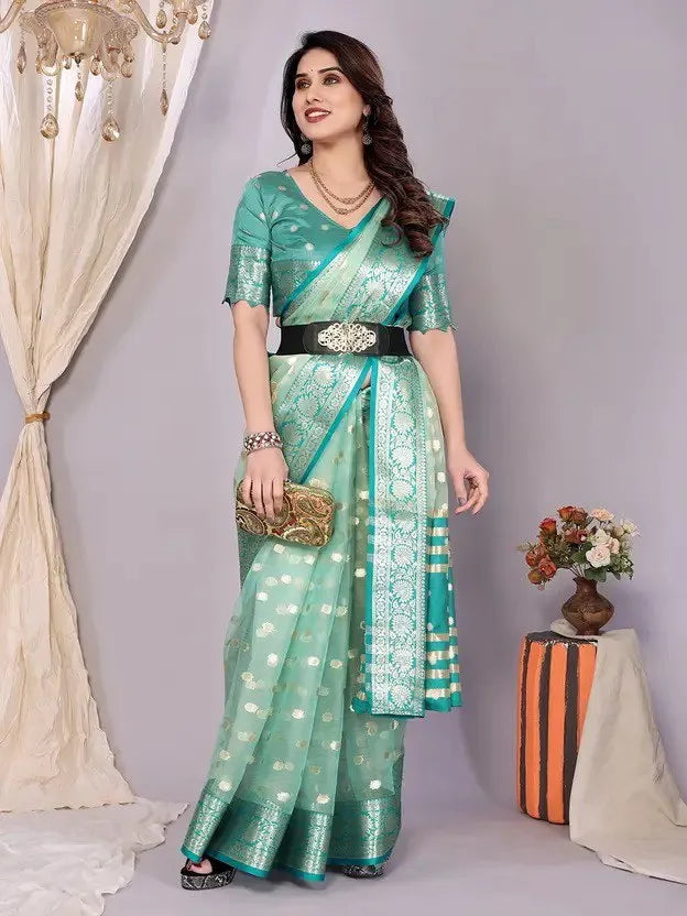 Elegant Banarasi Silk Saree with Rich Zari Border