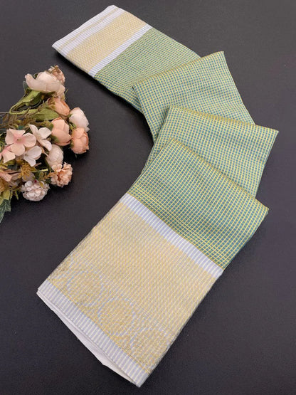 Traditional Yellow Silk Saree with Elegant Golden Zari Weaving