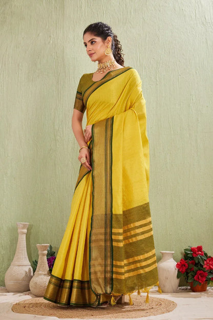 Traditional Kanjivaram Silk Saree with Elegant Checked Zari Design