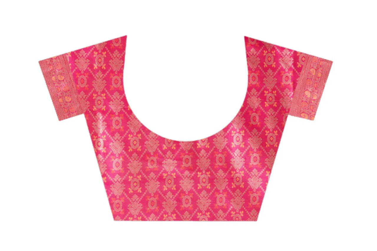 Radiant Banarasi Silk Saree with Delicate Floral Weaving