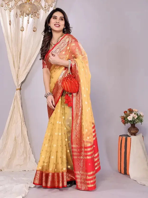 Elegant Banarasi Silk Saree with Rich Zari Border