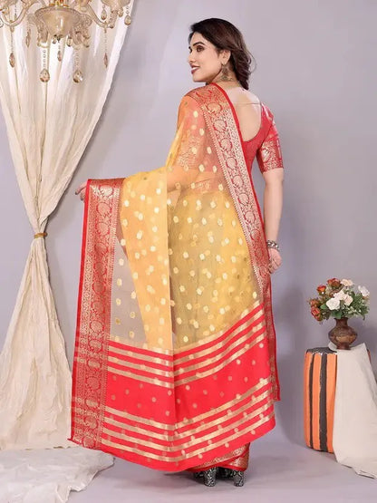 Elegant Banarasi Silk Saree with Rich Zari Border