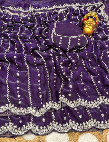 Luxurious Designer Space Silk with Beads worK