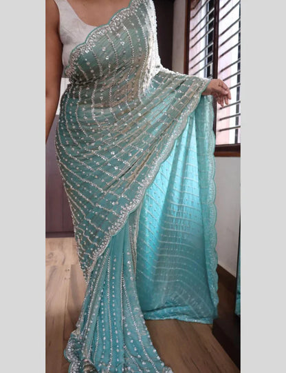 Luxurious Designer Space Silk with Beads worK