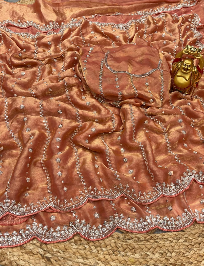 Luxurious Designer Space Silk with Beads worK