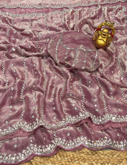 Luxurious Designer Space Silk with Beads worK