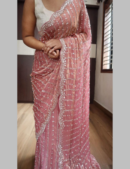 Luxurious Designer Space Silk with Beads worK